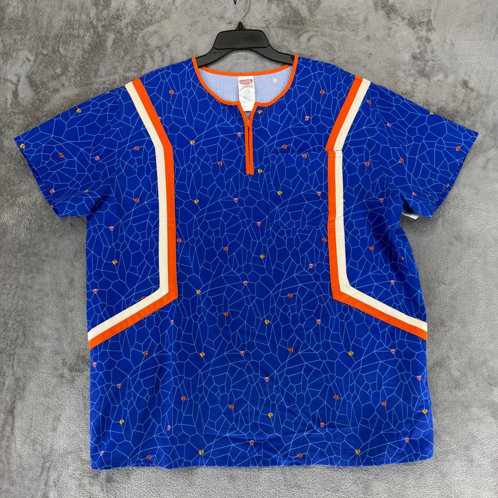 Marvel Black Panther Wakanda Forever Top Mens XL Blue Orange Quarter-Zip EUC